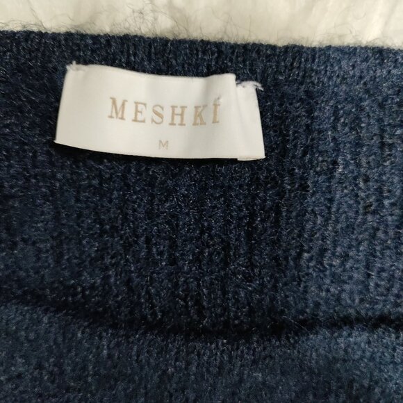 Meshki Navy Blue Chic Rafferty Boat Neck Knit Sweater Dress Women's Size Medium - Picture 5 of 13